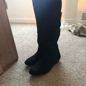 ID Required Suede Black Tall Boots Size 8.5
